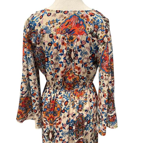 BOEMO Anthropologie Boho Kafta Floral Multicolor Maxi Dress Size:M - Picture 7 of 10